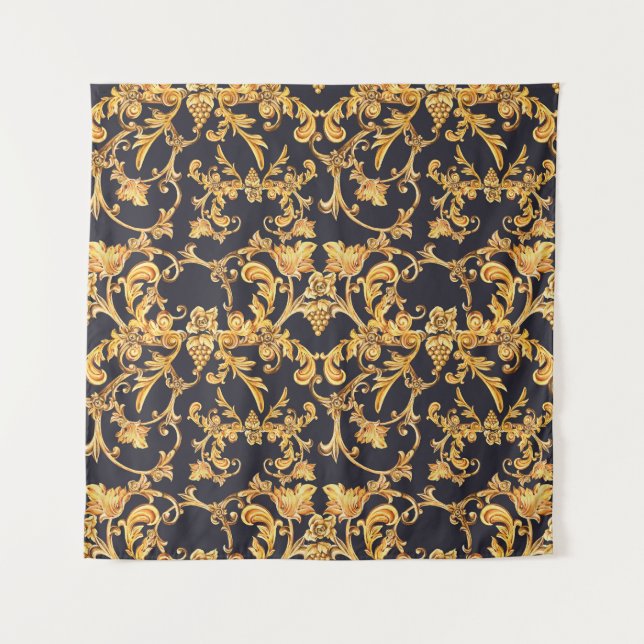 Tenture Golden Baroque, Scroll Feuille Motif. (Devant)