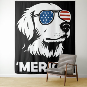 Tenture Golden Retriever 4 juillet Merica