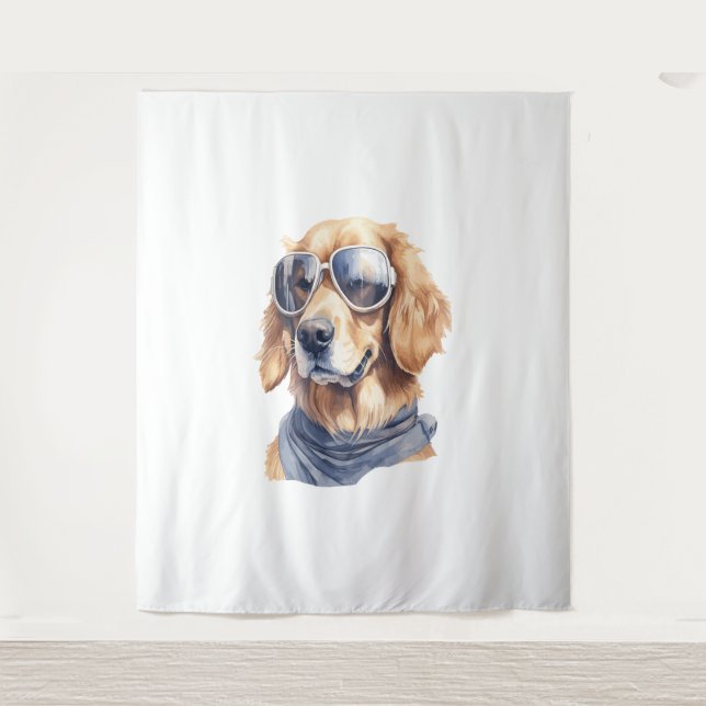 Tenture Golden Retriever avec lunettes de soleil (Devant)