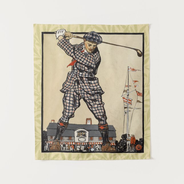 Tenture Golf Golfer Vintage Golf antique (Devant)
