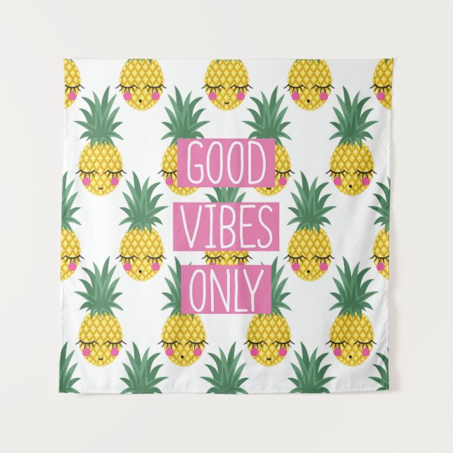 Tenture Good Vibes Pineapples Motif d'été (Devant)