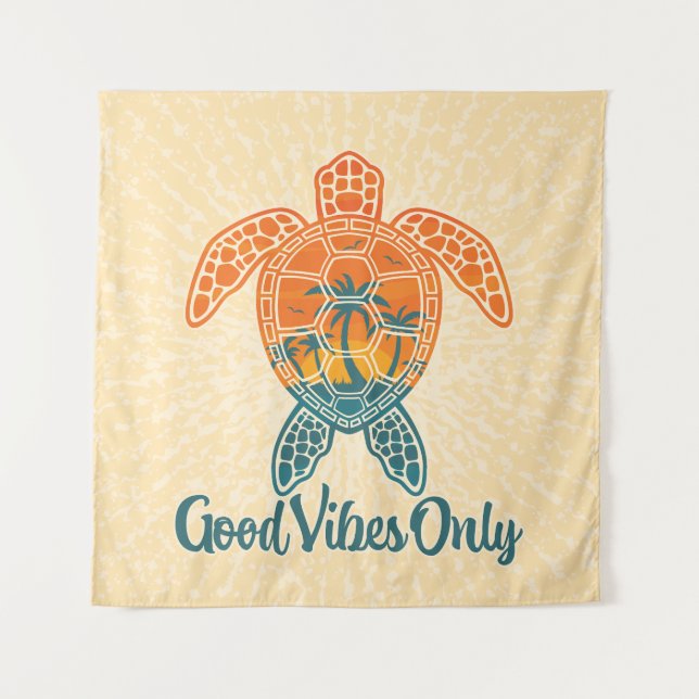Tenture Good Vibes Uniquement Conception Tropicale Sunset  (Devant)