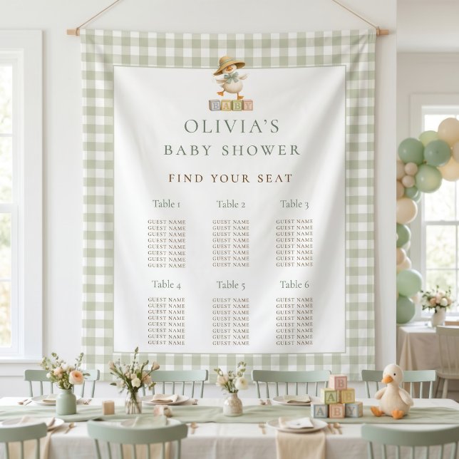 Tenture Goose Sage Gingham seating chart Baby Shower (Créateur téléchargé)
