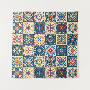 Tenture Gorgeous seamless pattern white colorful Moroccan,