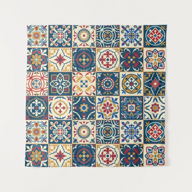 Tenture Gorgeous seamless pattern white colorful Moroccan, (Devant)