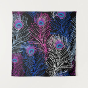 Tenture Gorgeous Vintage pattern of peacock feathers on a 