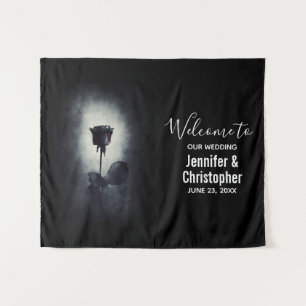 Tenture Goth Rose noir goutte de sang Mariage Macabre