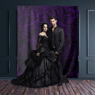 Tenture Gothique Moody Black & Purple Vintage dentelle