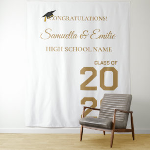 Tenture Graduate moderne Gold Script jumeau Graduation Par