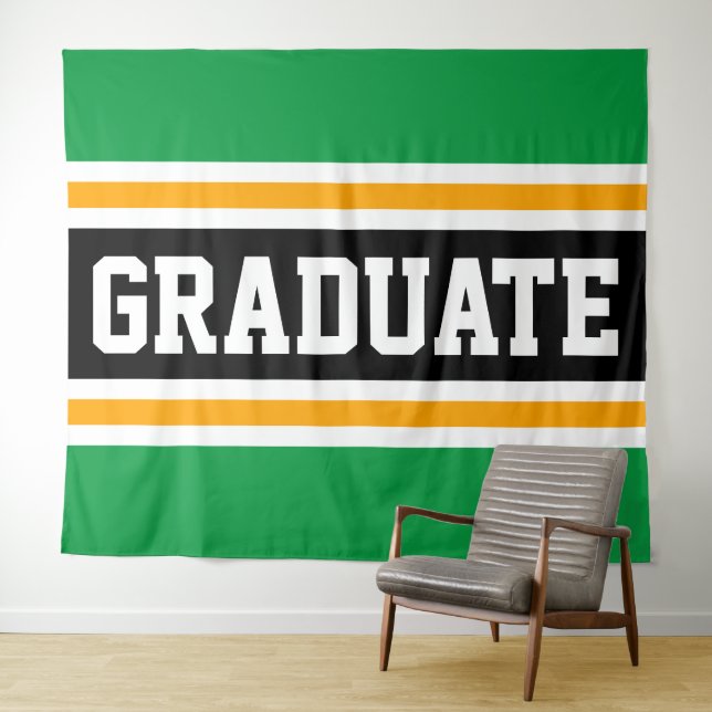 Tenture GRADUATE Sportif Vert Clair Noir Orange Rayures (En situation (horizontale))