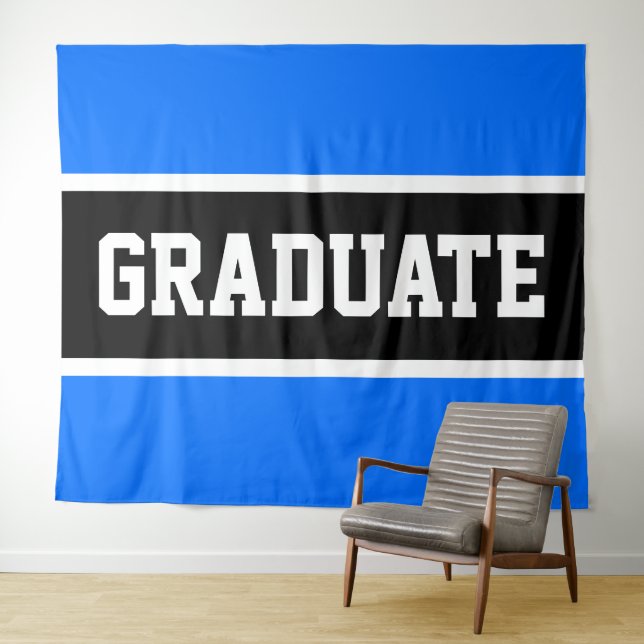 Tenture GRADUATE Sporty Bleu Clair Noir Blanc Rayures  (En situation (horizontale))
