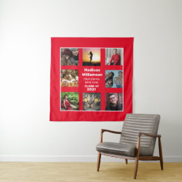 Tenture Graduation Tapestry 8 Photo Collage Classe De L'An