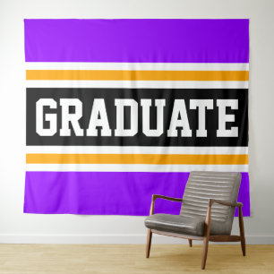 Tenture GRADUÉ Bandes violettes noires orange vives
