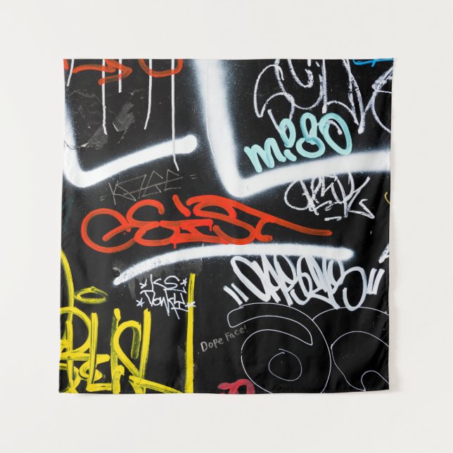 Tenture Graffiti noir et multicolore (Devant)