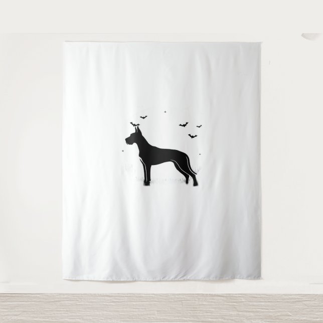 Tenture Grand Chien Danois - Halloween Lune Silhouette Cla (Devant)