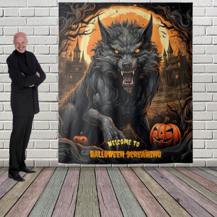 Tenture Grand loup-garou d'Halloween