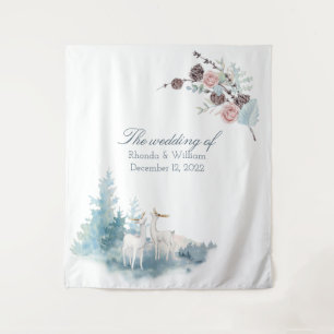 Tenture Grand Mariage d'aquarelle de feuillage de cerfs d'