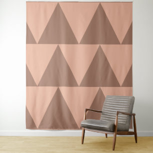 Tenture Grand Triangles géométriques Mocha Mousse Dusty ro