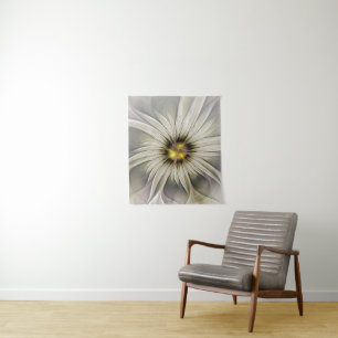 Tenture Grande fleur d'ivoire, art fractal moderne abstrai
