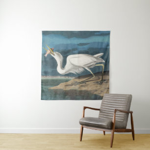 Tenture Grande Peinture de la faune d'Audubon Heron blanc