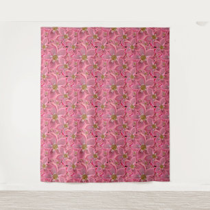 Tenture Grandes fleurs roses.