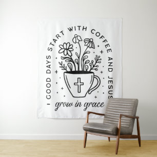 Tenture Grandir dans le café de grâce Jésus citations