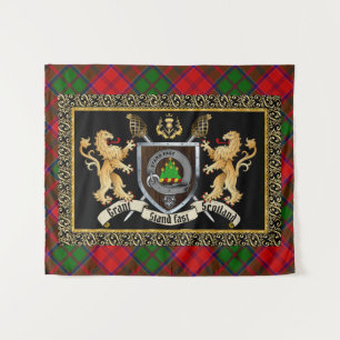 Tenture Grant Clan Badge & Motto avec Lions