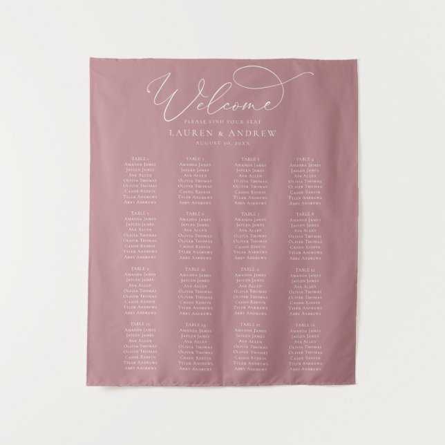 Tenture Graphique de placement de mariage minimaliste Rose (Devant)