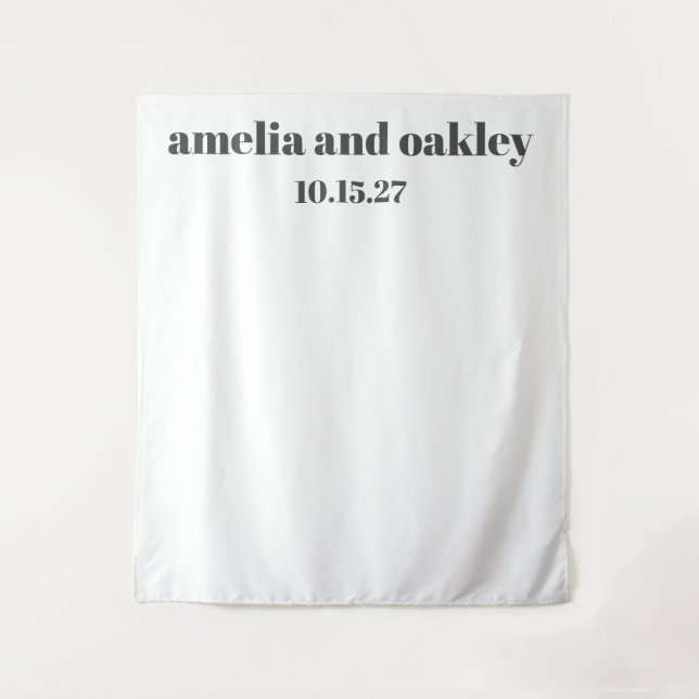 Tenture Gras minimal Noir Blanc personnalisé fond de maria (Devant)