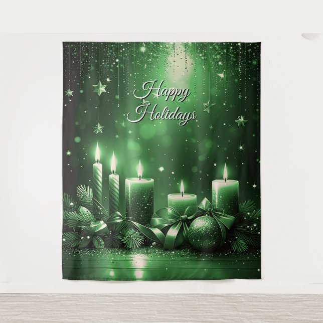 Tenture Green Candles Holiday Backdrop (Devant)
