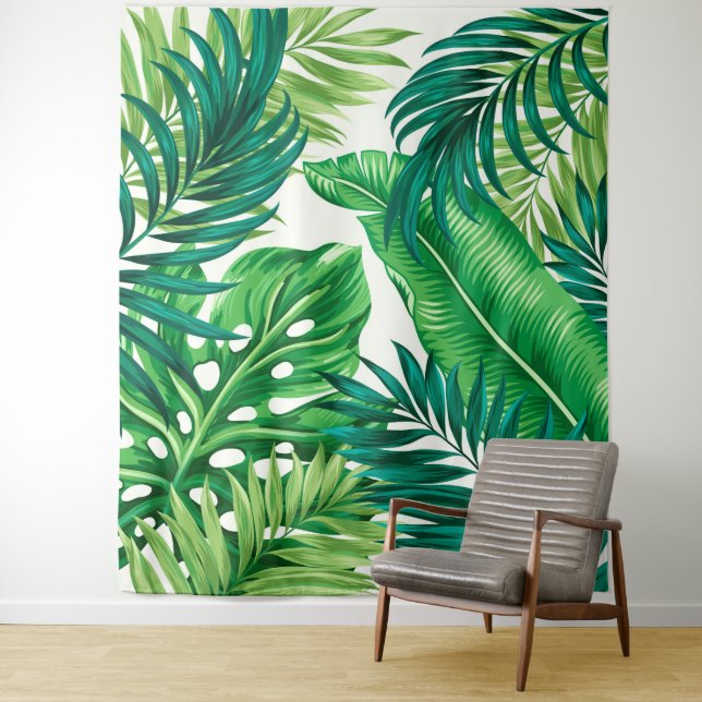 Tenture Green Tropical Palm Banana Monstera Feuille (En situation)