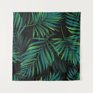 Tenture Green tropical palm leaves. Seamless pattern graph