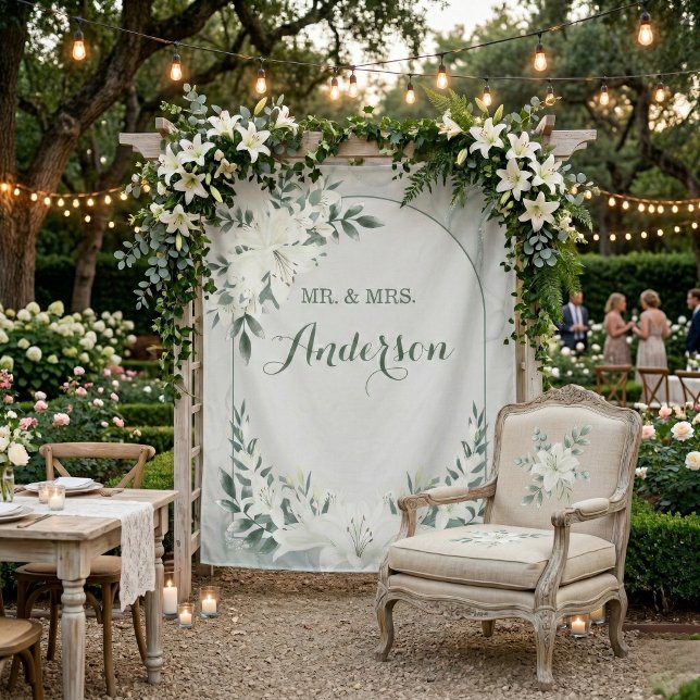 Tenture Greenery Floral Wedding Botanic Backdrop Tapestry (Créateur téléchargé)
