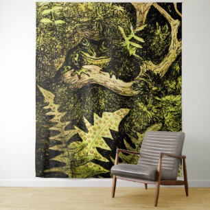 Tenture Grenouille Art Nouveau hollandaise dans l'arbre