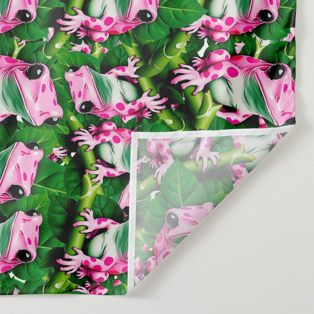 Tenture Grenouille rose sur motif de feuille verte  (Créateur téléchargé)