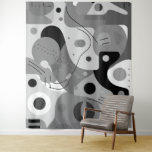 Tenture Gris blanc noir, formes blanches design moderne<br><div class="desc">Différentes nuances de gris,  noir et blanc,  différentes formes fantaisistes,  compositions géométriques modernes et ludiques.</div>