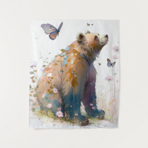 Tenture Grizzly Oear Portrait Animal Peinture Faune Art