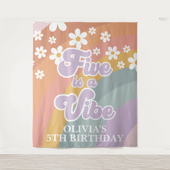 Tenture Groovy Retro Rainbow Five est une ambiance (Devant)