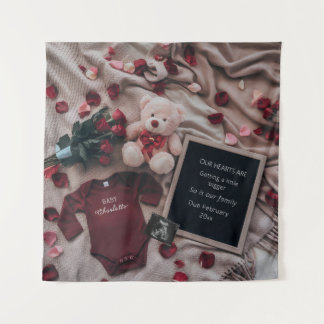 Tenture Grossesse romantique avec Roses & Teddy