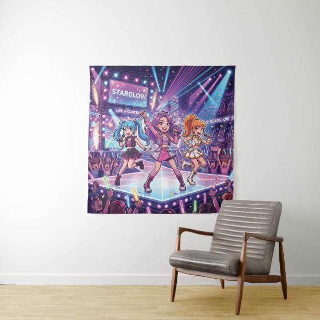 Tenture Groupe de filles JPop de dessin animé (En situation)