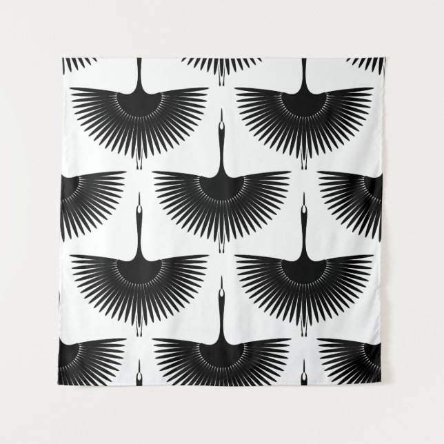 Tenture Grue gracieuse : Motif d'oiseaux orientaux (Devant)