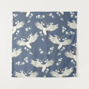 Tenture Grue vintage : Motif d'oiseaux volant