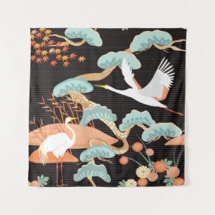 Tenture Grues, hérons : motif japonais d'oiseaux.