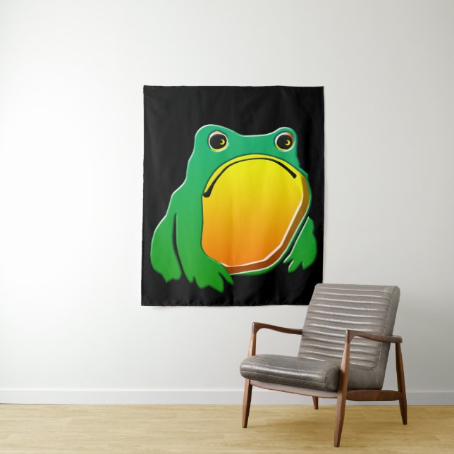 Tenture Grumpy Frog dessin art japonais par Matsumoto Hoji (En situation)
