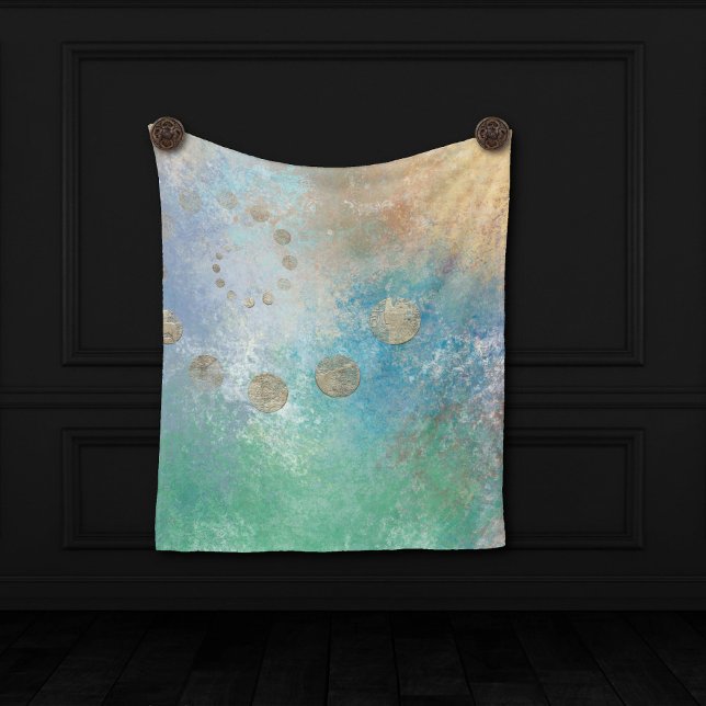 Tenture Grunge Côtière | Aquarelle bleu et vert or (Créateur téléchargé)
