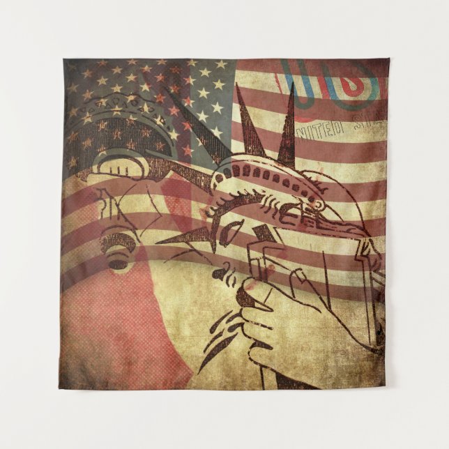 Tenture Grunge drapeau américain : arrière - plan texturé. (Devant)