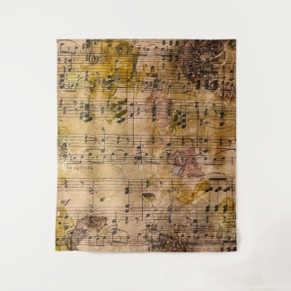 Tenture Grunge Floral Music Vintage Mur botanique