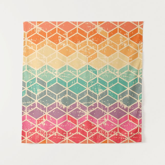 Tenture Grunge géométrique Tetragonal Motif sans couture (Devant)