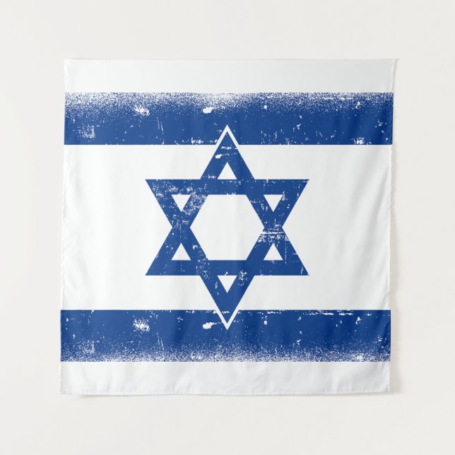 Tenture Grungge du drapeau israélien (Devant)