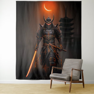 Tenture Guerrier Futuriste Samouraï Cyberpunk